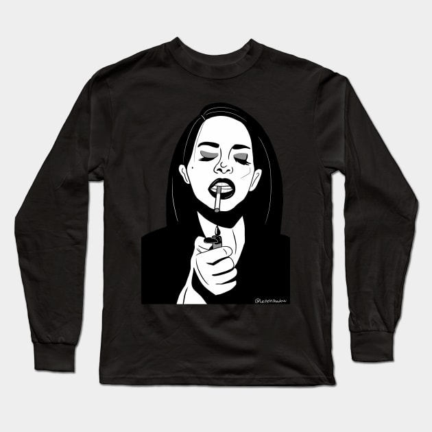 Aesthetic Smoking Girl (Black and white ) Long Sleeve T-Shirt by LePetitShadow